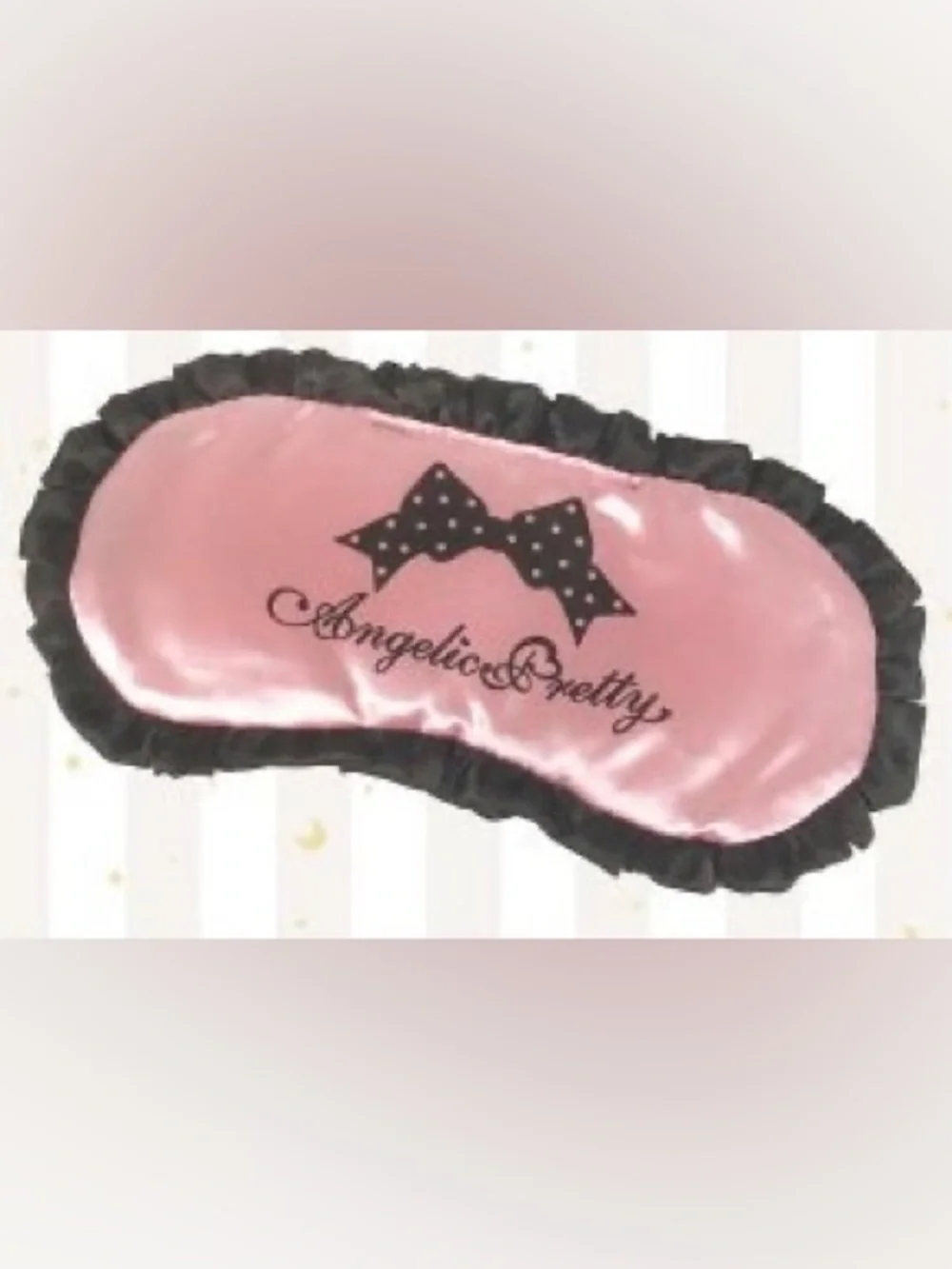 Angelic Pretty - Proper girl Pink Satin Eye Mask with Black Trim